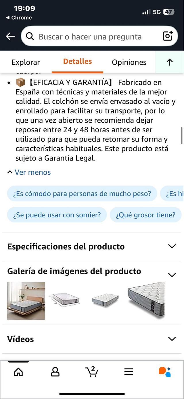 Materasso in memory foam 80x200. Sref