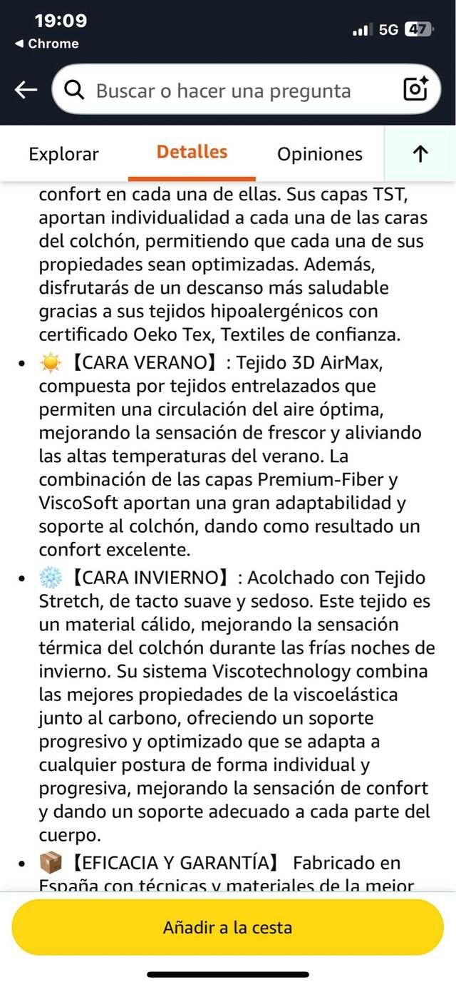 Materasso in memory foam 80x200. Sref