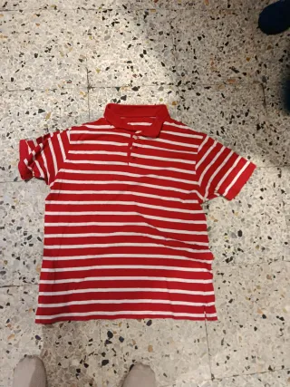 Camiseta Polo Rayas Roja y Blanca Hombre