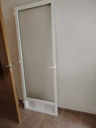 Puerta con cristal y rejillas