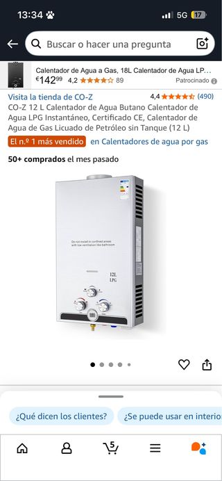 Calentador de agua a gas 12L CO-Z