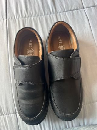 Zapatos Escolares Niño Negro Velcro