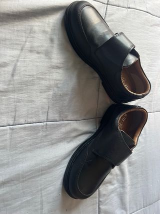 Zapatos Escolares Niño Negro Velcro