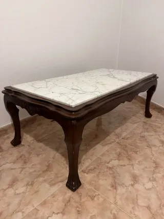 Mesa de centro mármol y madera