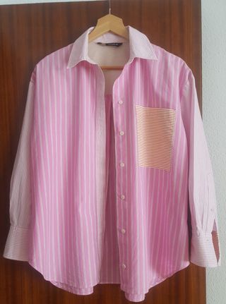 Camisa Zara Rayas Rosas y Naranja