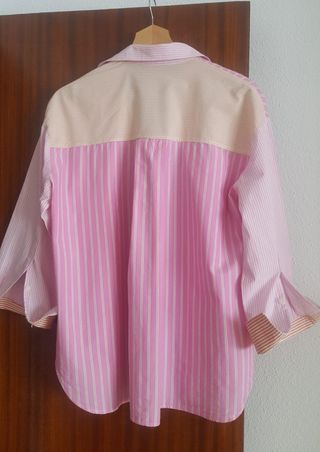 Camisa Zara Rayas Rosas y Naranja