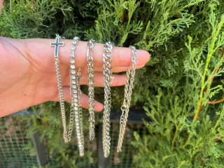 7 Pulseras de acero inoxidable plateadas