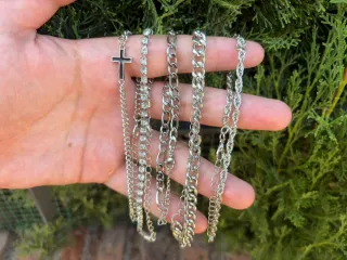 7 Pulseras de acero inoxidable plateadas