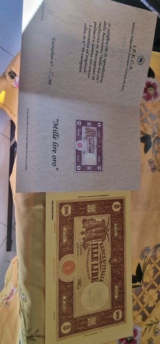 Billete 1000 Liras Italia 1947 laminado Oro