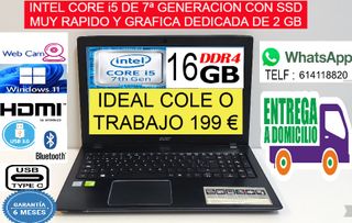 Portátil Core i5 7ª Gen 16GB DDR4 SSD