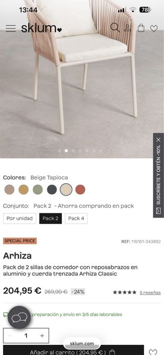 Sillas de exterior Sklum (2 unidades) SIN ESTRENAR