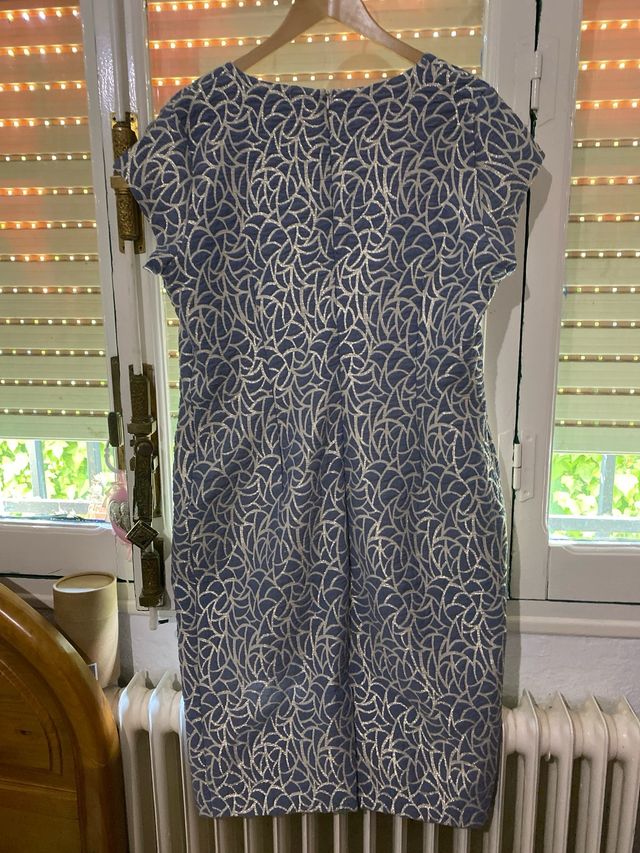 Vestido elegante azul y plateado talla XXXL