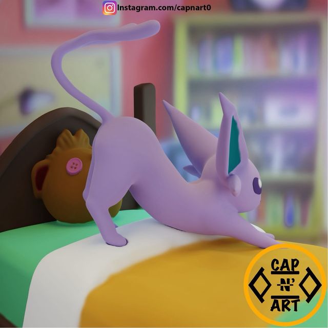 Figura 3D Espeon modelada por nosotros.