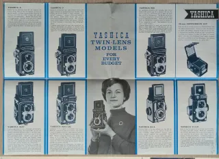 Brochure sulle fotocamere reflex a doppio obiettivo Yashica