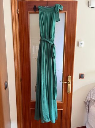 Vestido largo gasa verde