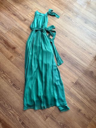 Vestido largo gasa verde