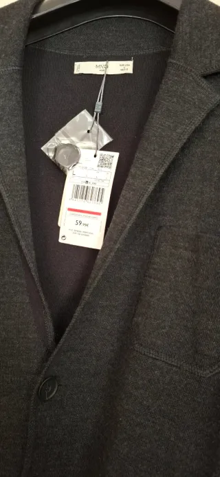 Chaqueta de punto gris Mango