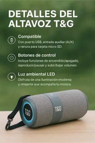 ALTAVOZ BLUETOOTH TG667 PORTÁTIL 5W CON LUCES LED