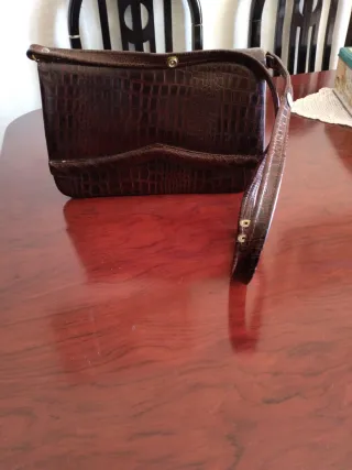 Bolso vintage piel cocodrilo marrón