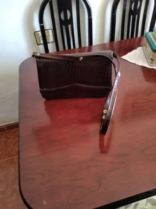 Bolso vintage piel cocodrilo marrón