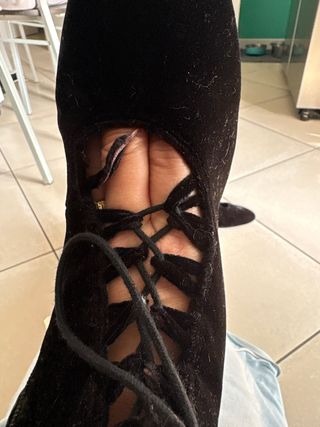 Stivali Zara neri velluto tacco 39