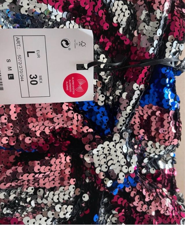 Minifalda Lefties Lentejuelas Multicolor Talla L