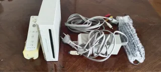Nintendo Wii con mando y cables