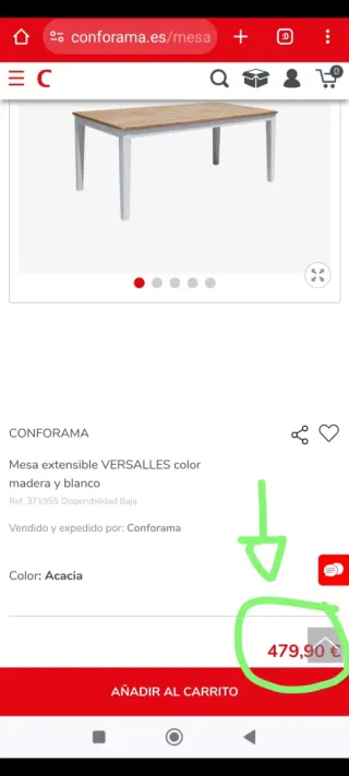 Mesa extensible Versalles madera maciza de acacia