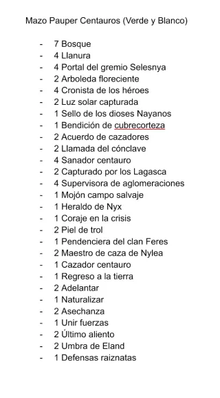 MTG Mazo Pauper Temático Centauros