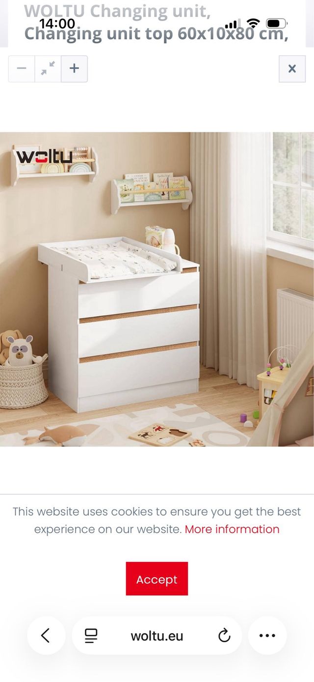 Cambiador bebé Woltu 60x10x80 cm
para hueco de 48