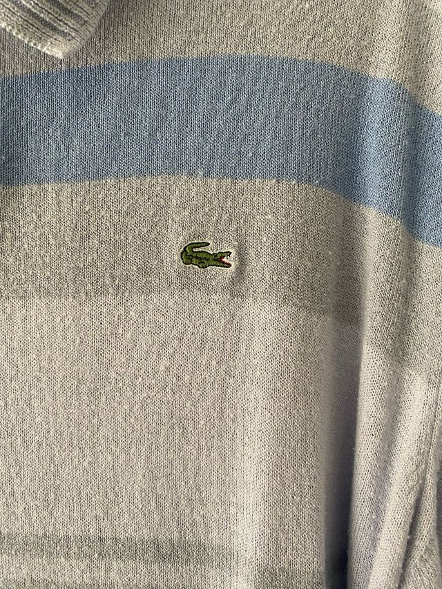 Polo Lacoste Caballero Rayas Azul y Gris talla 8