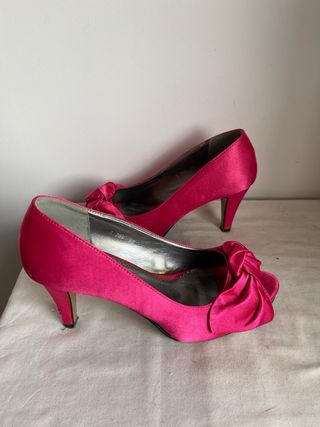 Zapatos tacón rosa y bolso fiesta T40