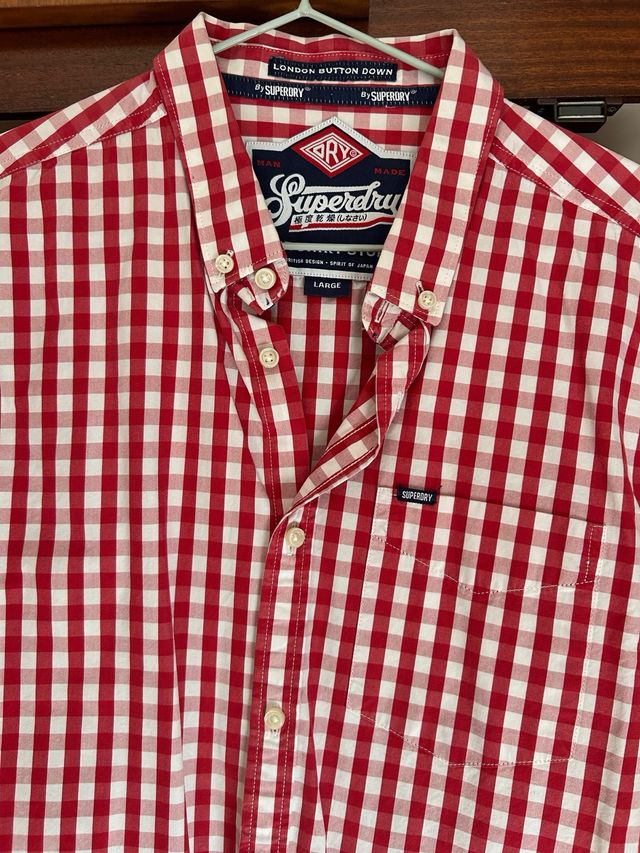 Camisa Superdry London Button Down Cuadros Roja