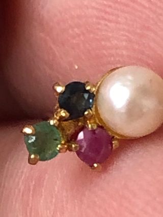 Pendientes Oro 18k con Gemas y Perlas