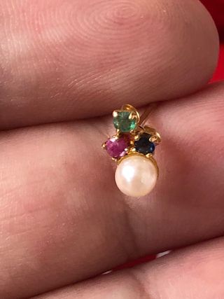 Pendientes Oro 18k con Gemas y Perlas