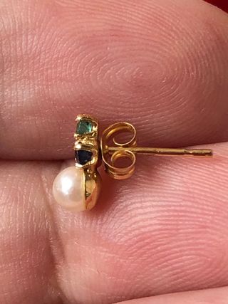 Pendientes Oro 18k con Gemas y Perlas