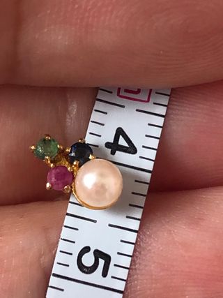 Pendientes Oro 18k con Gemas y Perlas