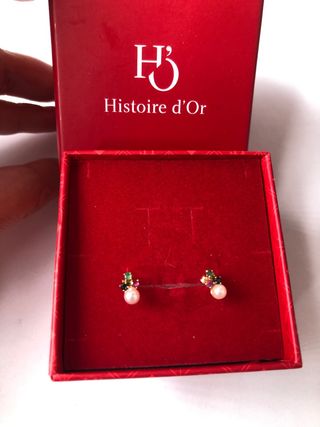 Pendientes Oro 18k con Gemas y Perlas