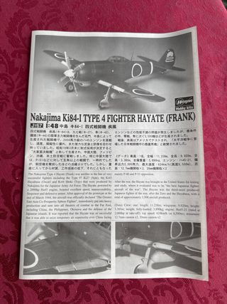 Maqueta Avión Nakajima Ki-84 Hayate Frank