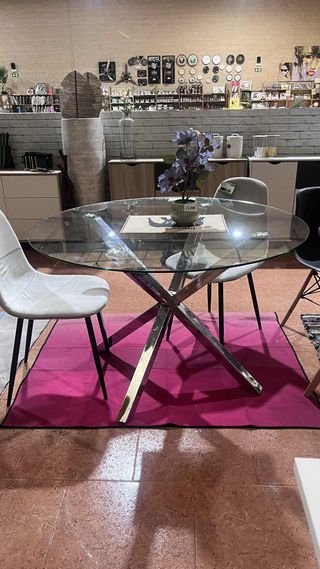 Mesa redonda cristal patas metal