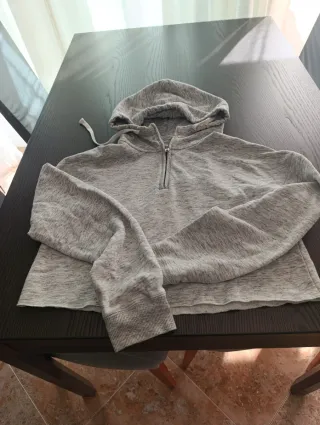 Sudadera Hollister Gris Media Cremallera