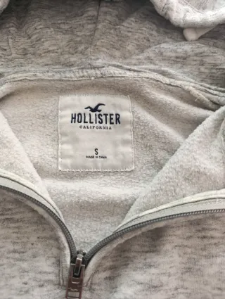 Sudadera Hollister Gris Media Cremallera