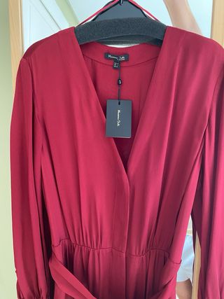 Vestido Massimo Dutti Burdeos Talla 36, nuevo