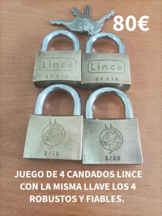 Juego 4 Candados Lince con Llave Única