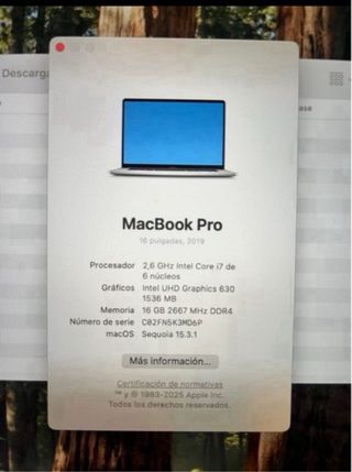 MacBook Pro 16 2019 i7 Plata