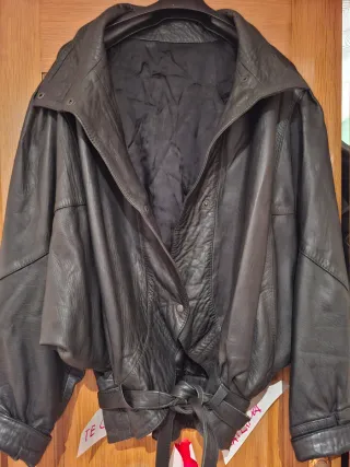 Chaqueta Piel Vintage Negra