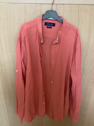 Camisa Zara Hombre L Naranja