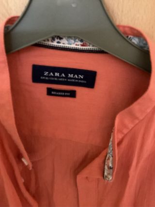 Camisa Zara Hombre L Naranja