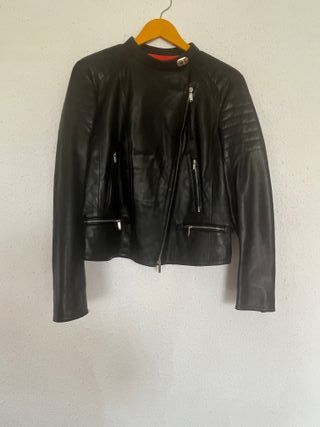 Chaqueta Piel Moto Coach Negra