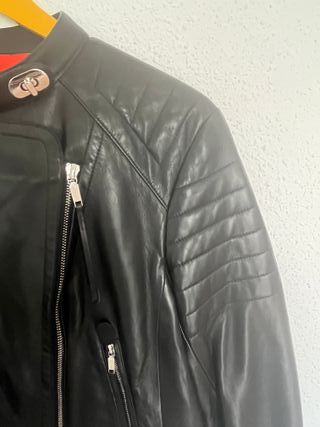 Chaqueta Piel Moto Coach Negra